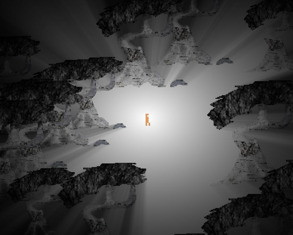 A small guy walking through forest at night