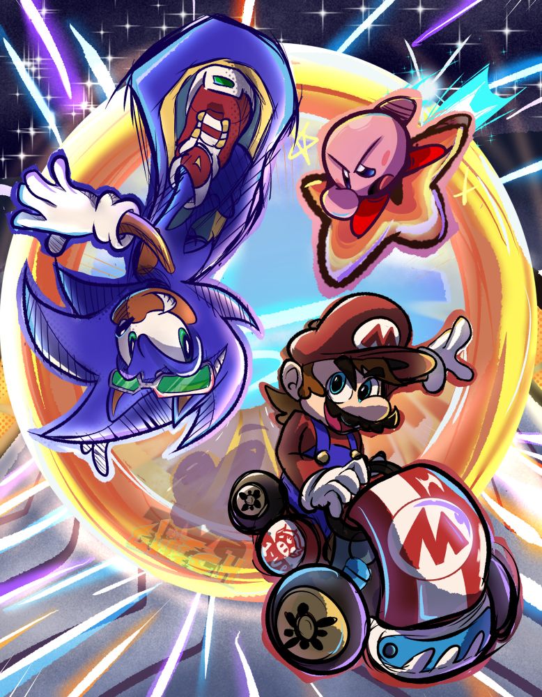 Crossing World(s) with Sonic and Mario that I made before both games came out, but now I added Kirby for AirRiders