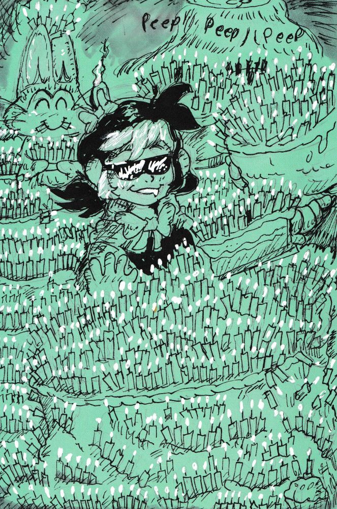 Biko, my dragonball fan character, surrounded by almost 555 candles