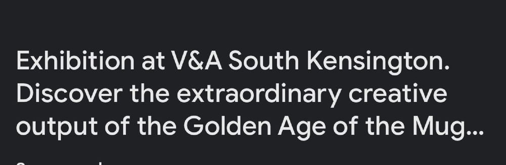Screengrab describing an exhibition at the V&A about ‘the golden age of the mug…’