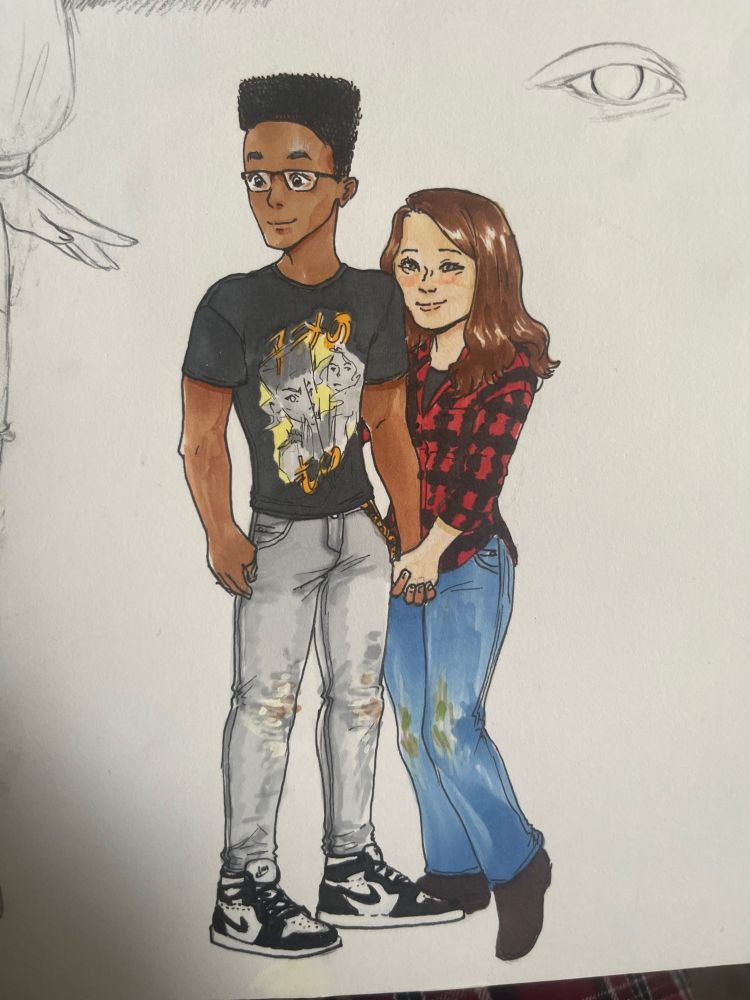 One of the first pictures I drew of us :3