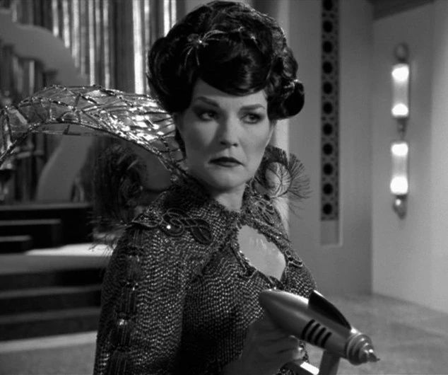 screenshot of janeway as Arachnia in the Captain Proton holodeck program