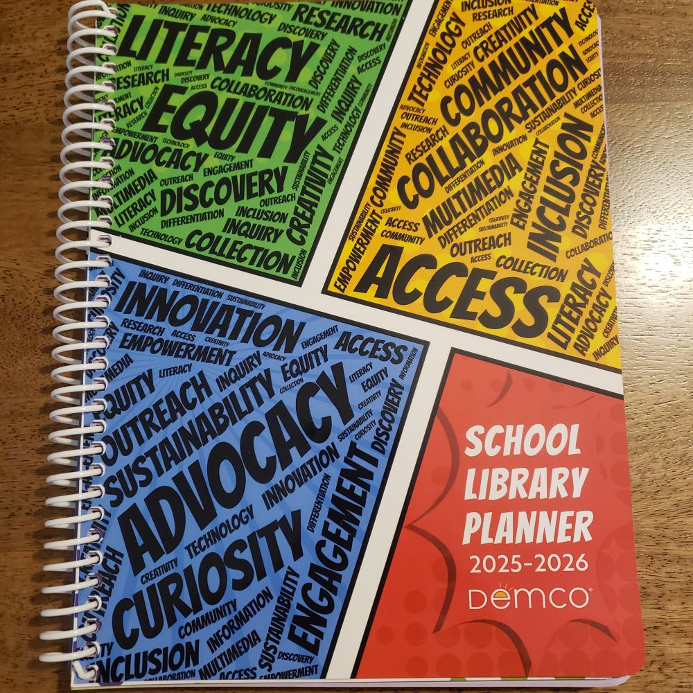 Cover of Demco planner with common library terms