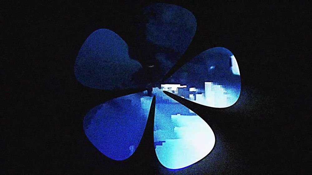 leastfavorite! set: a blue flower with glitchy texture
