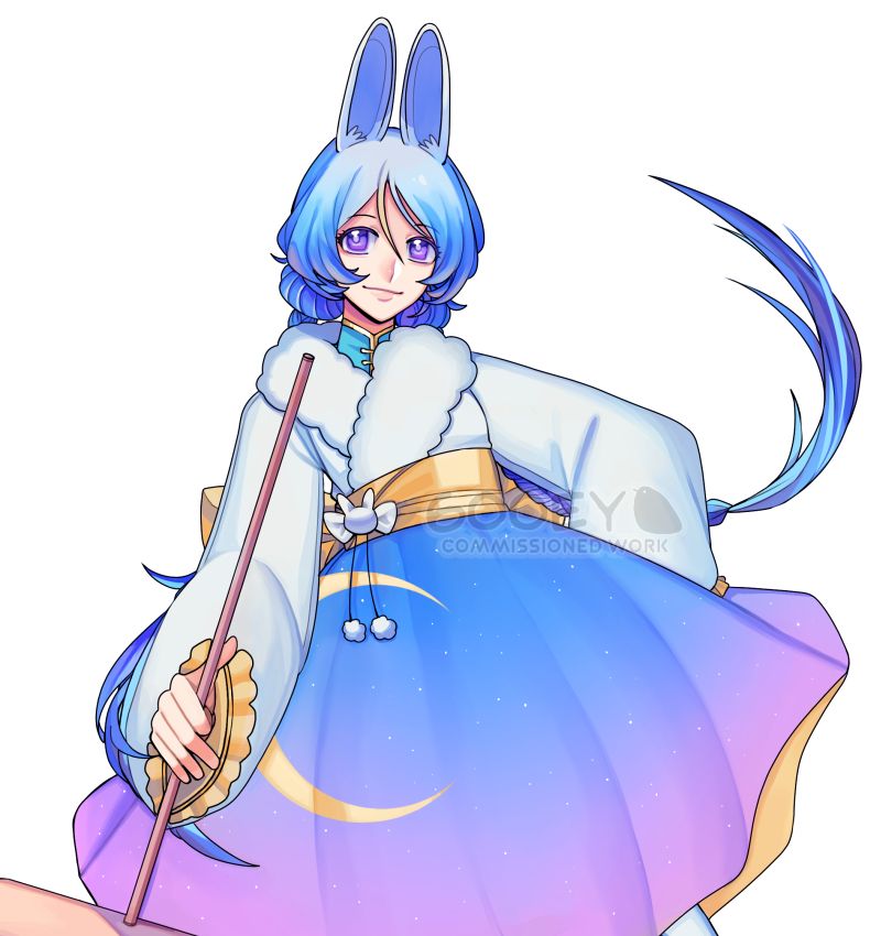 A bunny girl holding a hammer, smiling confidently