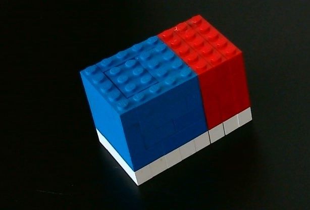 This LEGO cuboid represents f(x)=(x+0)(x+3)(x-1) =x³+2x²-3x the + sign represents the directions forward and right, the - sign represents 