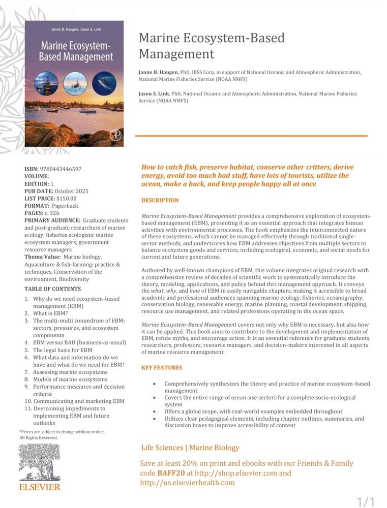 Flyer with book cover, title, author information, table of contents, and a short summary of the book. Click the link in the thread to read the flyer information online.