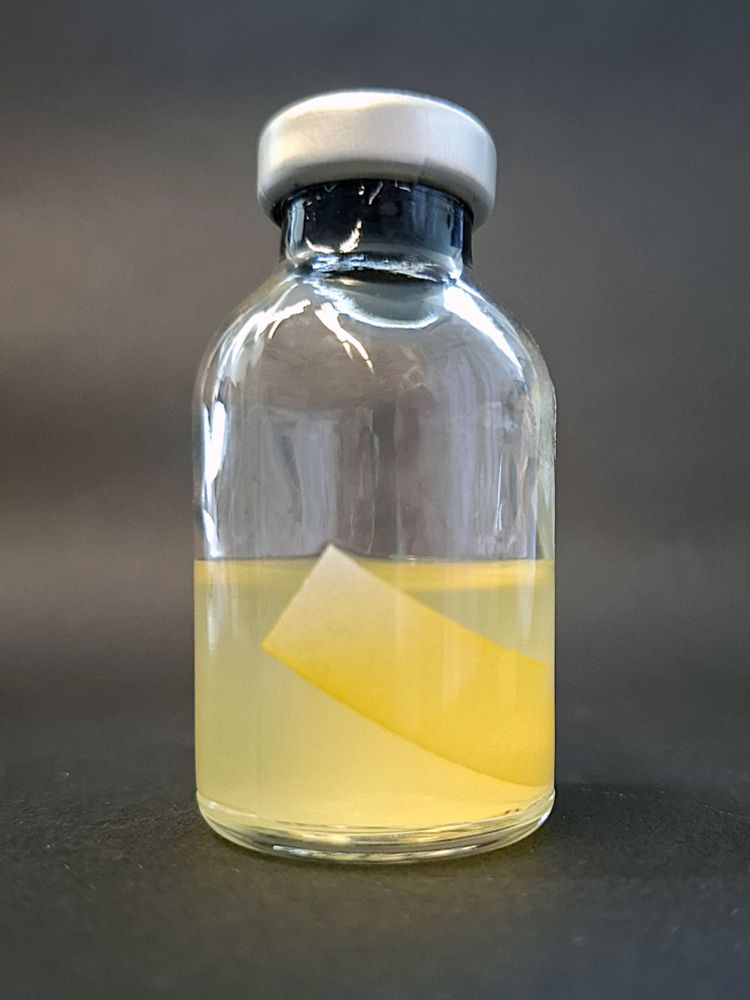 bottle with yellow pigmented substance
