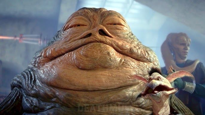 Greenish Hutt gangster of Tattoine, with eyes half open