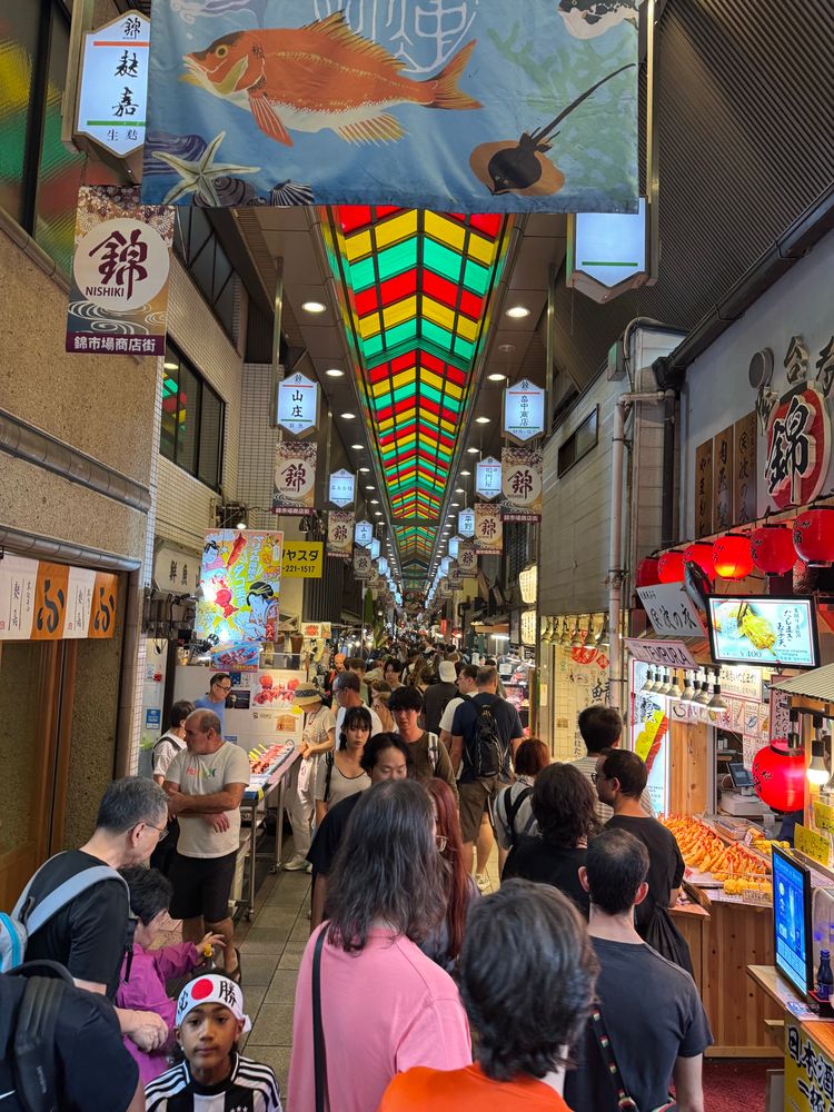  Nishiki food market, where I finally tried a skewer of Waygu beef