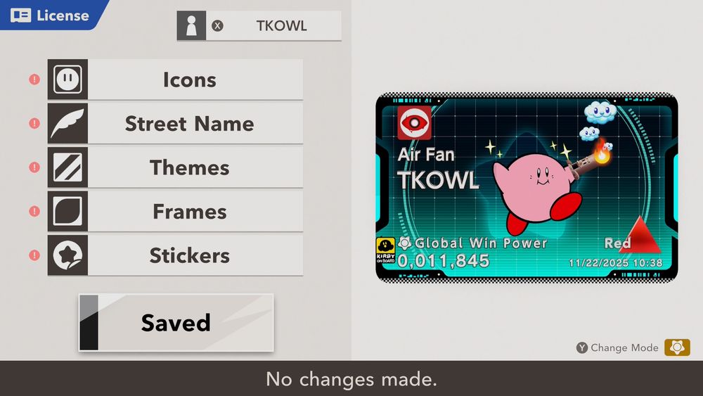 My license in Kirby Air Riders