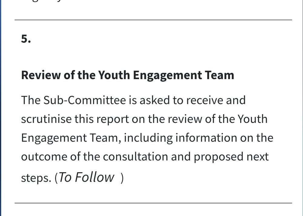 Screen clipping of text from Croydon Council Web page for the Children's Scrutiny Committee 