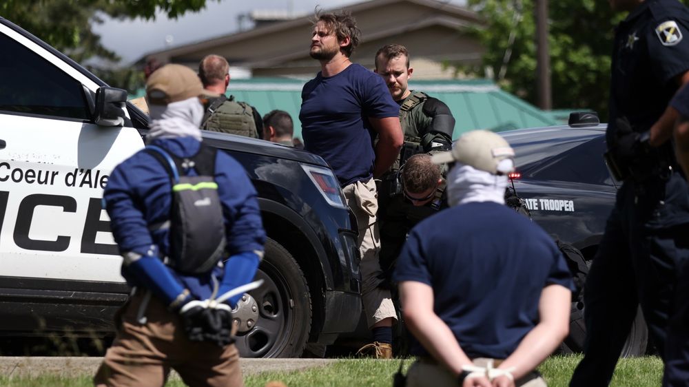 Police said the men came from at least 10 states and were planning to riot at a Pride event in the city of Coeur d'Alene.