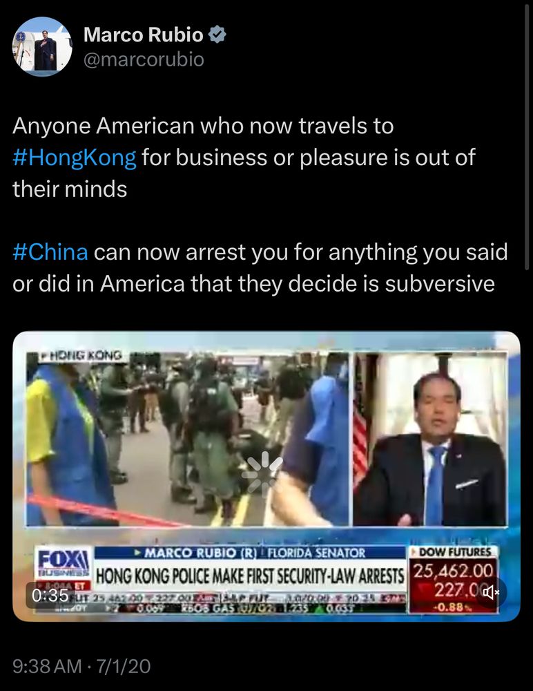 Anyone American who now travels to #HongKong for business or pleasure is out of their minds
#China can now arrest you for anything you said or did in America that they decide is subversive
