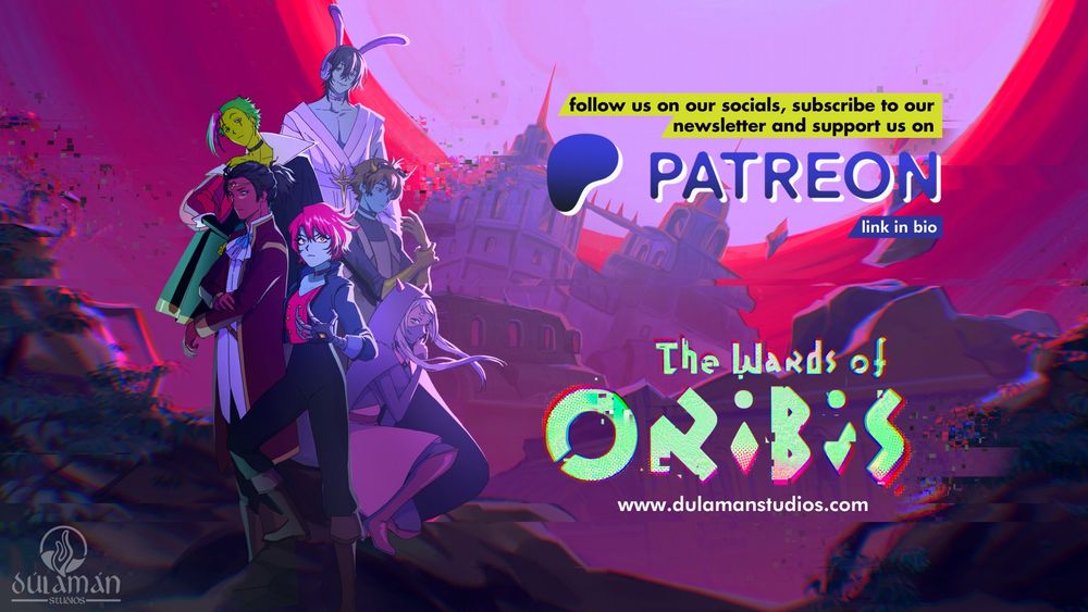 Wards of Oribis social poster featuring a full cast image and social media details