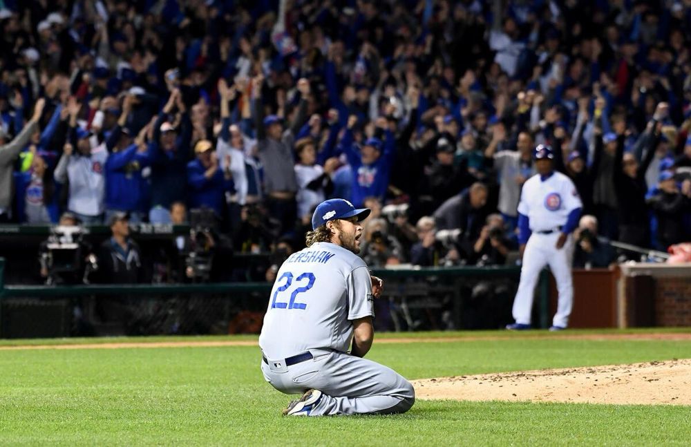 Clayton Kershaw stares into the abyss as Anthony Rizzo circles the bases after hitting a bomb in Game 6 of the 2016 NLCS