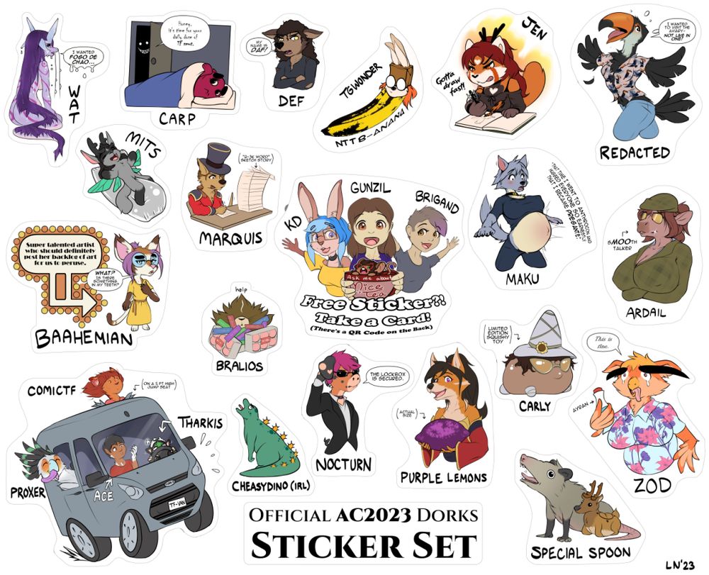 Sticker-style doodles from AnthroCon 2023
