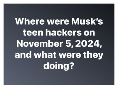 Where were Musk's teen hackers on November 5th, 2024, and what were they doing?