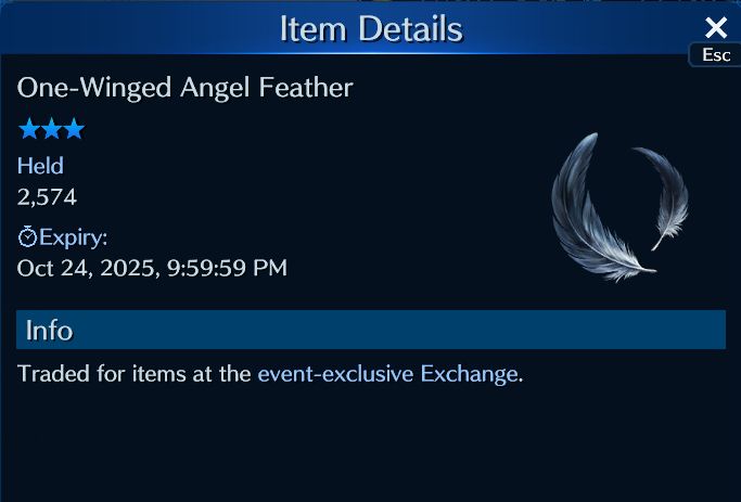 One-Winged Angel Feather exchange item for Final Fantasy 7 Ever Crisis.