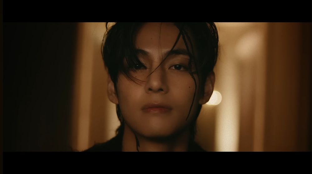 Tae(2) with his bleeding head smiling at Tae(1).

Screenshots from BTS V's 'Winter ahead' MV