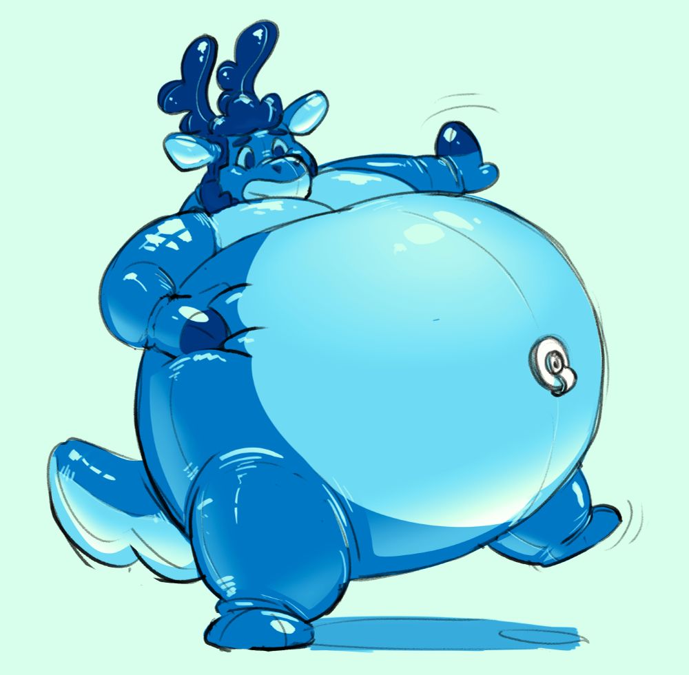 Buck as a round inflated pool toy
