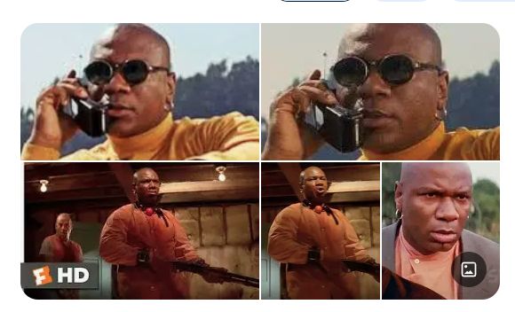 A collage of pictures of Marcellus Wallace.  Some people think he looks like a beach.