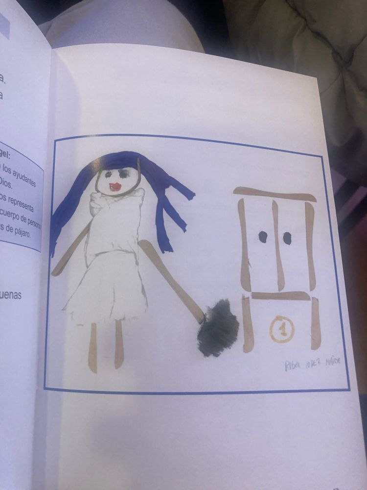 Picture in booklet of woman searching for lost coin under a dresser