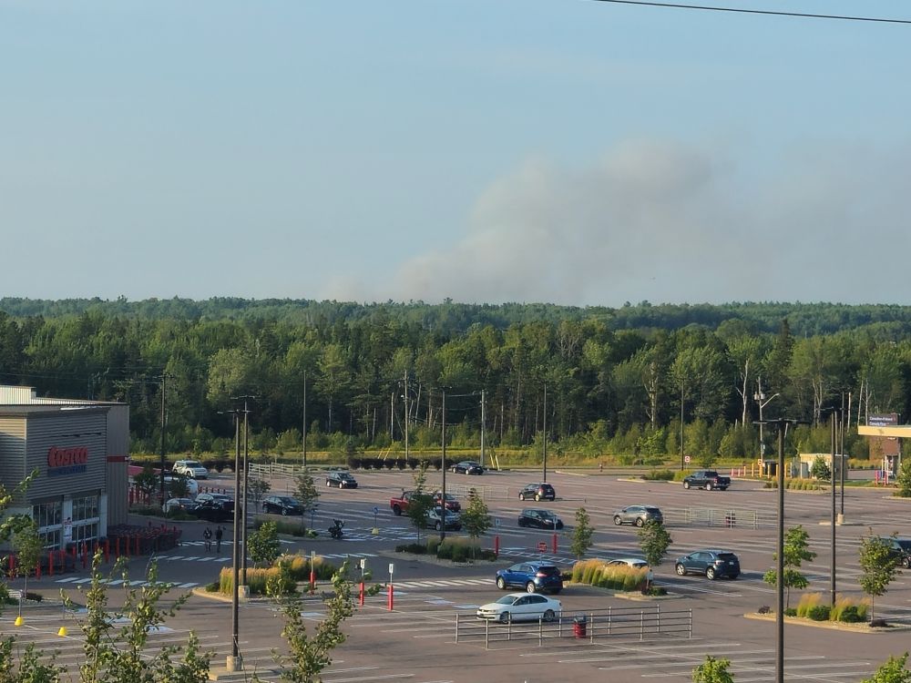 The August 10 2025 forest fire in Irishtown viewed from the Highway 2 on ramp next to the Moncton Costco.