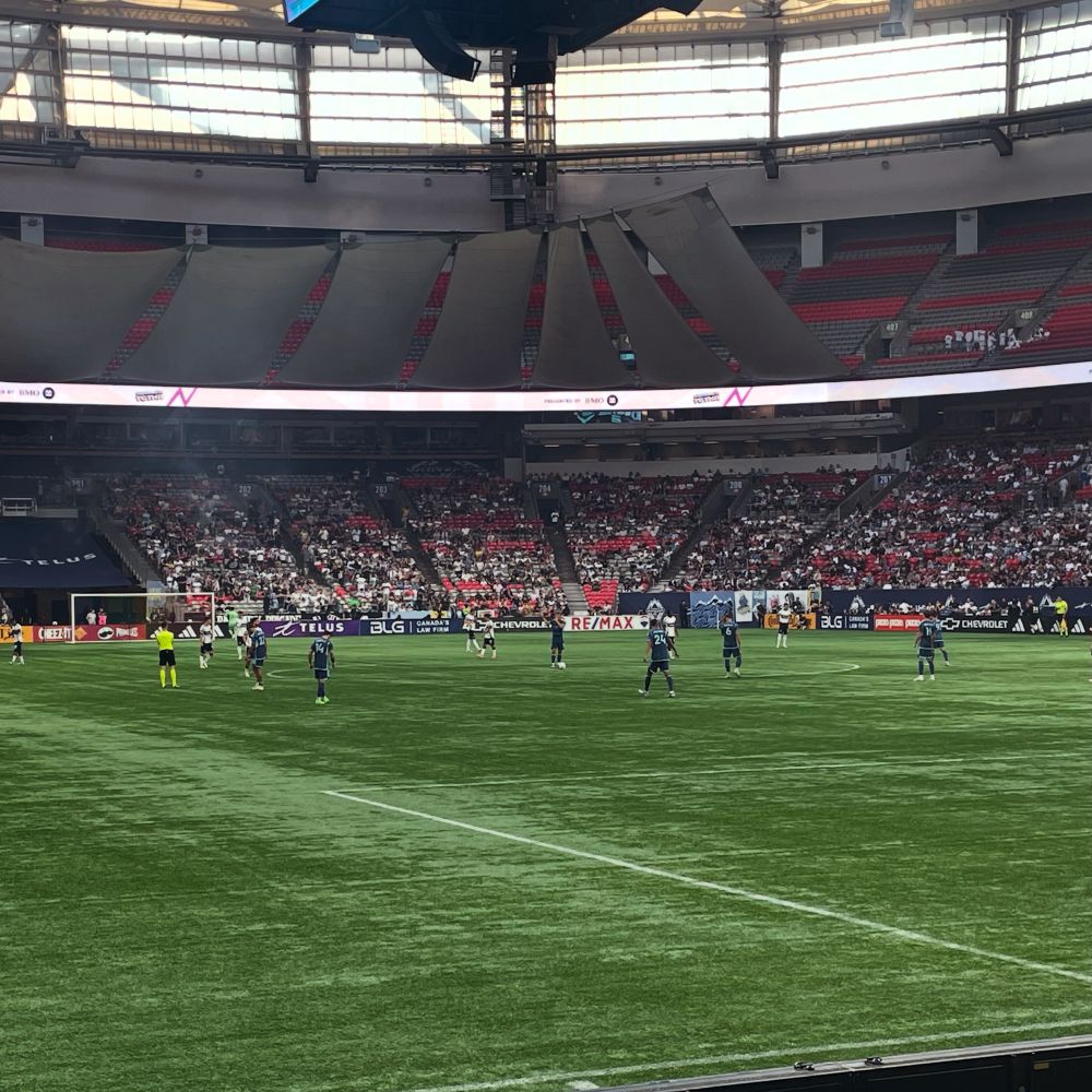 View of Whitecaps FC match at B.C. Place stadium from section 231.