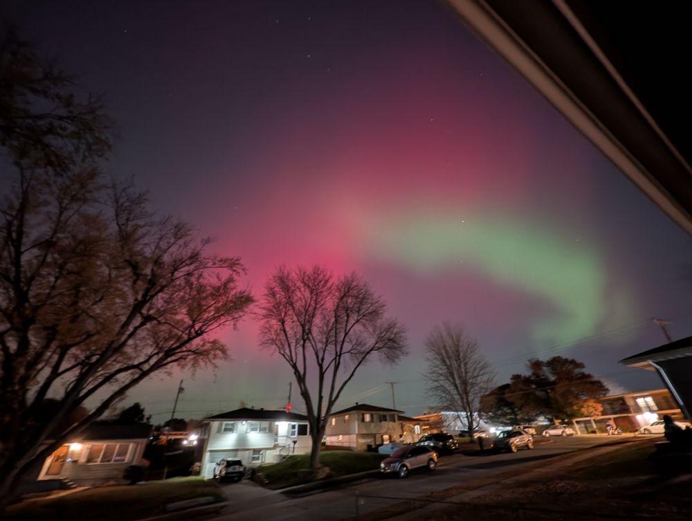 Aurora Borealis, At this time of year, at this time of day, in this part of the country, localized entirely within Omaha Nebraska.