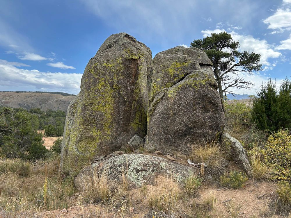 A rock outcropping in an arid landscape in southern Colorado 