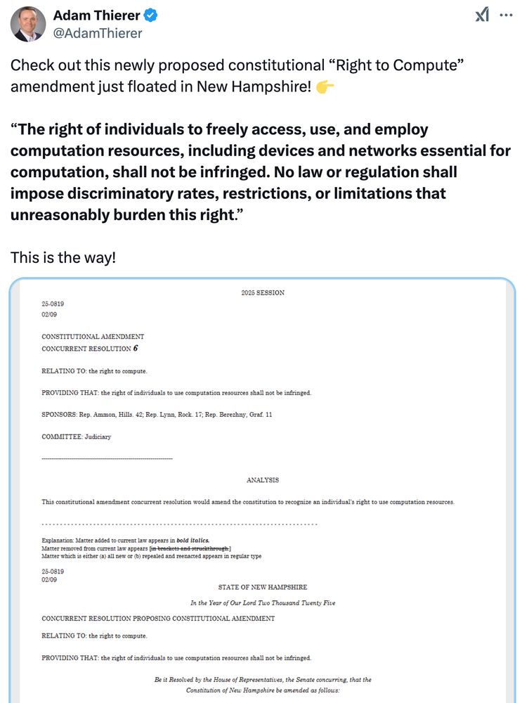 Right to Compute amendment to the New Hampshire state constitution: https://www.gencourt.state.nh.us/bill_status/legacy/bs2016/bill_status.aspx?lsr=0819&sy=2025&txtsessionyear=2025&txtbillnumber=cacr6&sortoption=