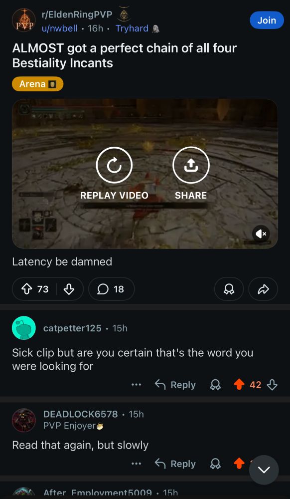 Elden Ring subreddit. Bestial incant referred to as bestiality incant. Oh noooo