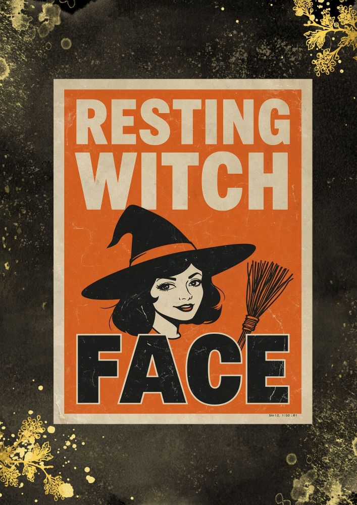 Resting Witch Face Poster, Funny Witch Halloween Wall Art, Spooky Retro Printable, Vintage Halloween Sign, instant download 30 JPG files

Give your home a touch of spooky charm with this Resting Witch Face Poster — a playful and stylish way to celebrate Halloween. With its retro witchy design and cheeky humor, it’s the perfect piece to hang in your living room, bedroom, or entryway to welcome guests with a smile.
