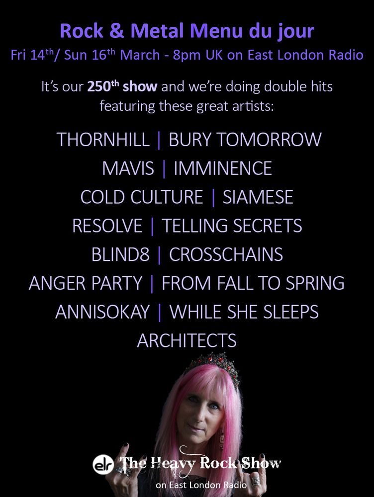 The Heavy Rock Show playlist for Friday 14 March