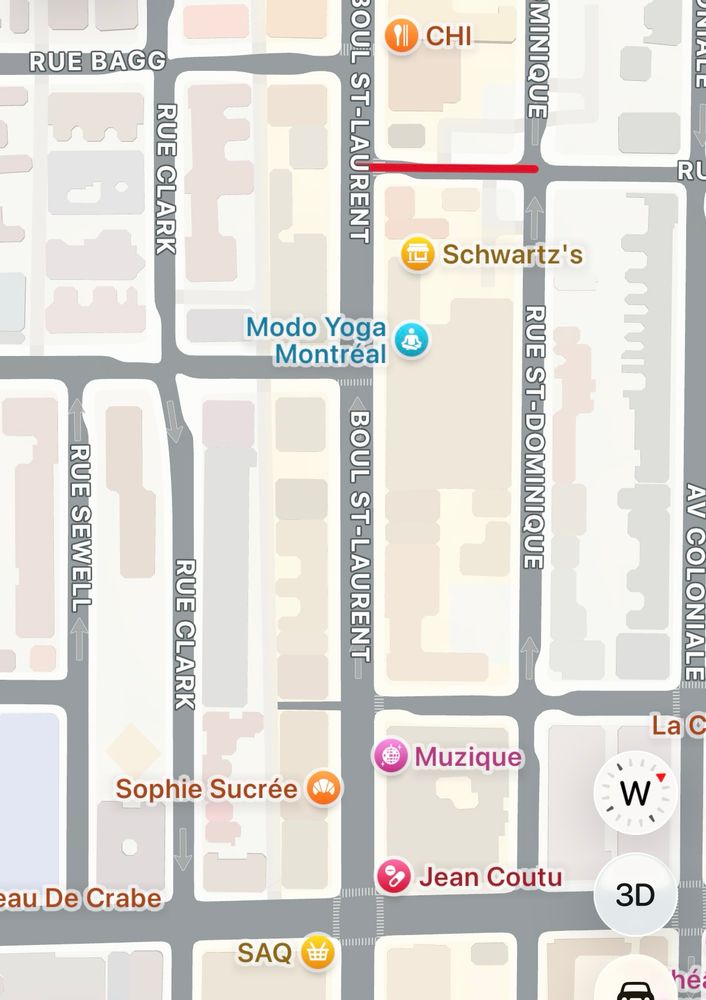 Maps of downtown Montreal streets showing one-way street arrows.