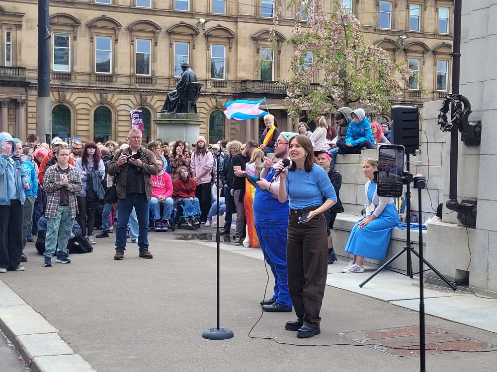 Holly Bruce addressing George Square