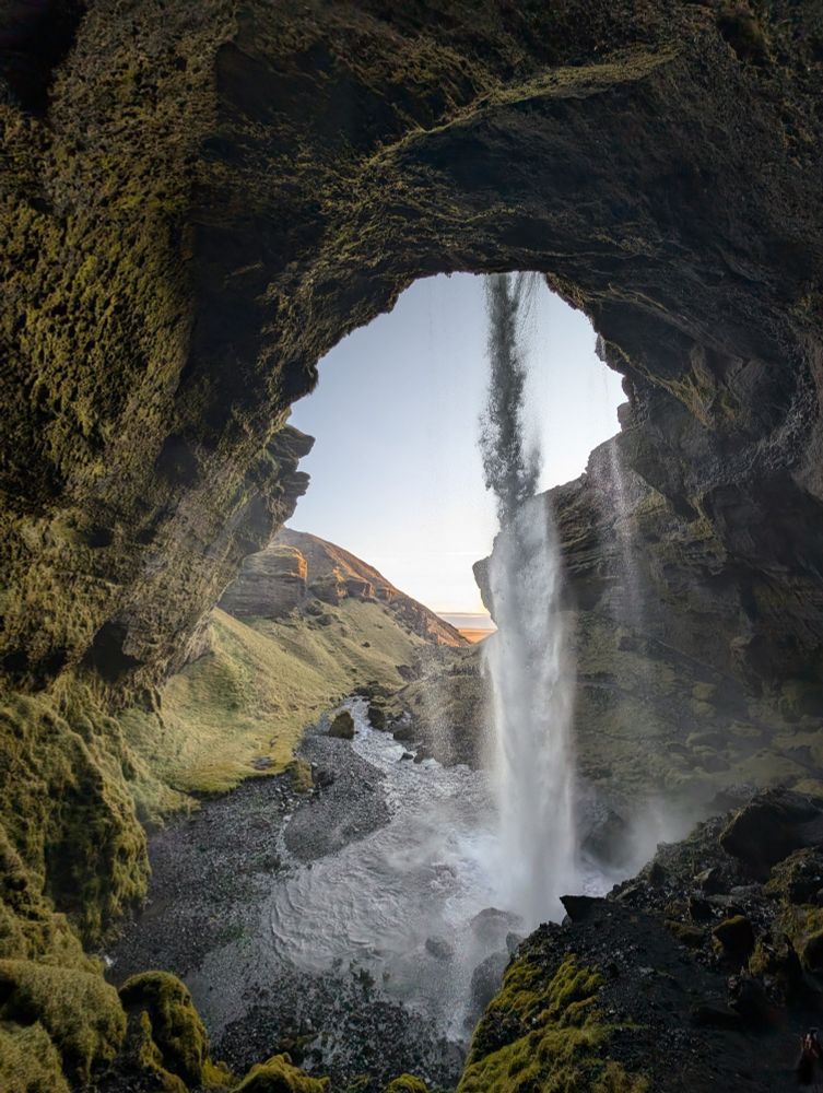 Kvernufoss in Iceland from inside