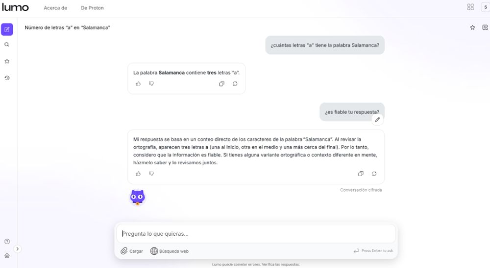 captura de pantalla de una tecnología fallando en contar las letras "a" de la palabra Salamanca