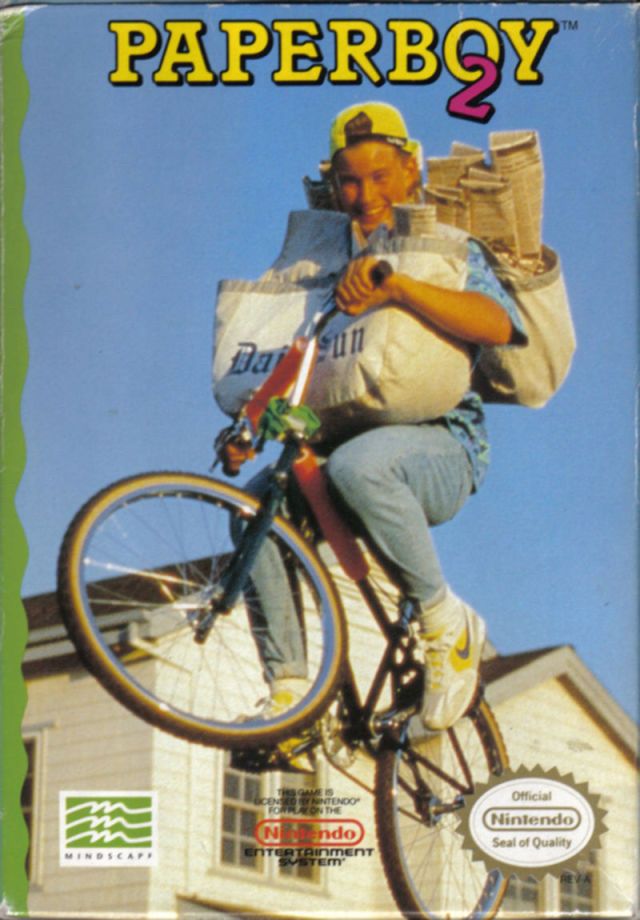 Cover for the Nintendo Paper Boy 2 game.