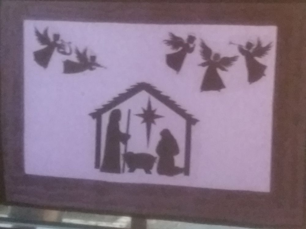 Krippe und Engel, Weihnachtsstern, Scherenschnitt