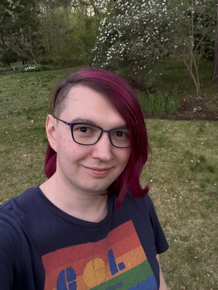 selfie with my new hair color: it’s a hot pink/magenta type shade