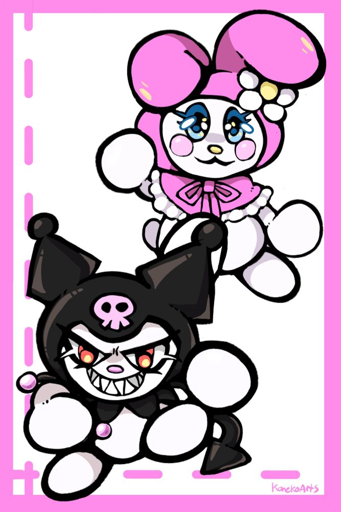 Illustration of Sanrio  characters kuromi and my melody 