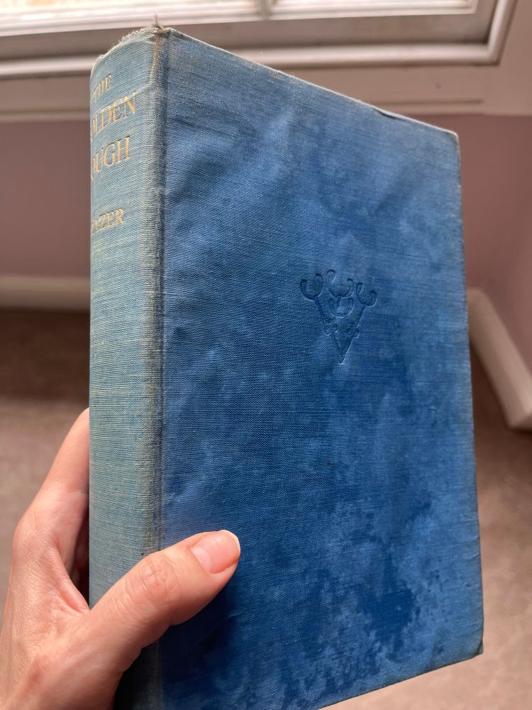 Hardcover, cloth bound copy of The Golden Bough looking lumpy 