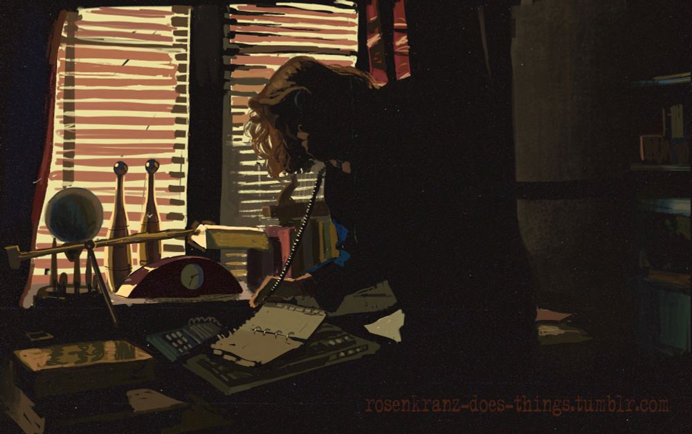 Scully hunched above a notebook, holding the rotary phone receiver