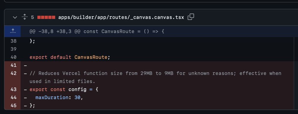 Example of code we used to fix blank route issue. Here removed route "config"