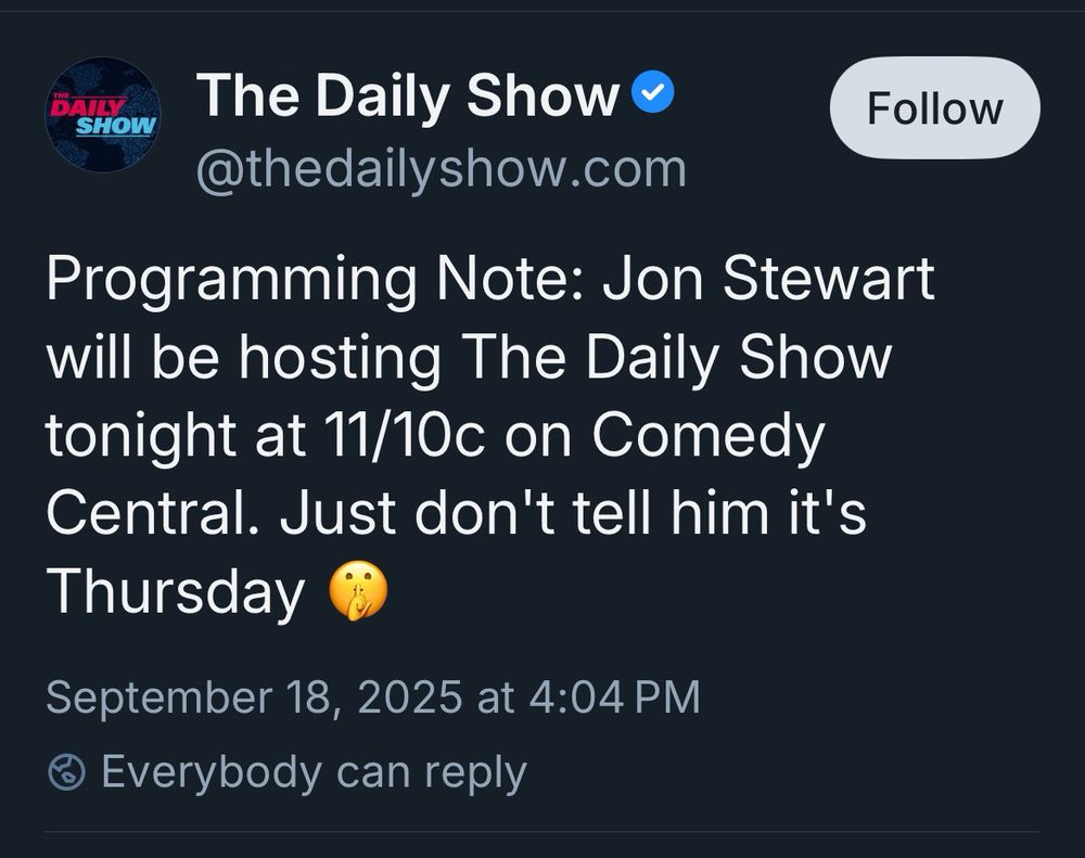 A social media post from the Daily Show stating Jon Stewart is hosting tonight.