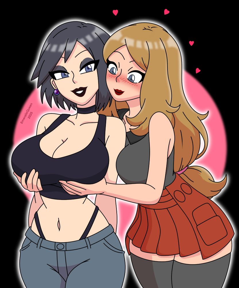 A picture of a genderswapped Calem, and Serena, the two protagonists from Pokemon X and Y.