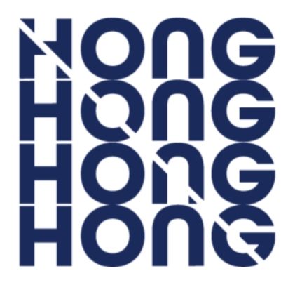 Francesca Hong's campaign logo. The word "Hong" arranged in a cube.