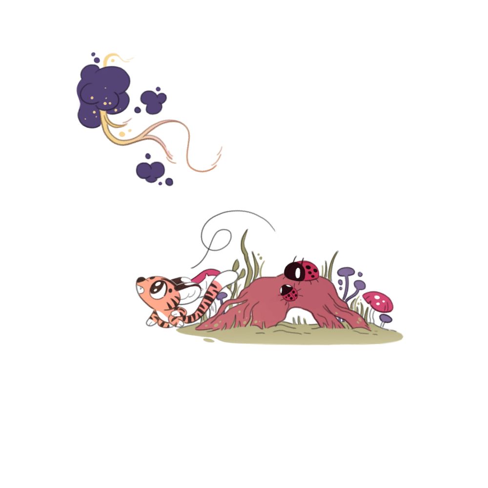tigermouse chases after the fox as it disapears from view